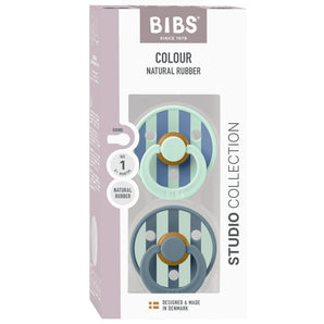 BIBS Pacifier Studio Colour 2 PACK Block Latex Size 1 Nordic Mint Petrol Mix