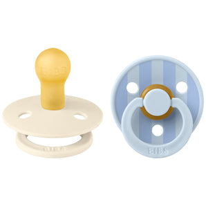 BIBS Pacifier Studio Colour 2 PACK Block Latex Size 1 Baby Blue Dusty Blue Mix