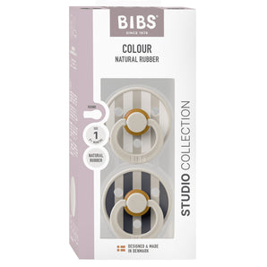 BIBS Pacifier Studio Colour 2 PACK Block Latex Size 1 Sand Mix