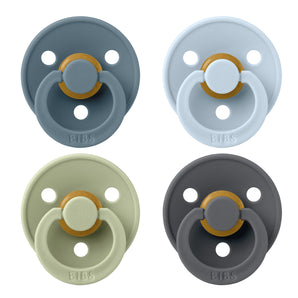 BIBS Pacifier Colour 4 PACK Latex Size 1 Petrol/Sage/Baby Blue/Iron