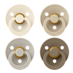 BIBS Pacifier Colour 4 PACK Latex Size 2 Ivory/Sand/Vanilla/Dark Oak