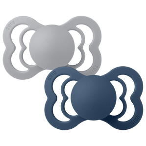 BIBS Supreme 2 PACK Silicone Size 1 Cloud/Steel Blue