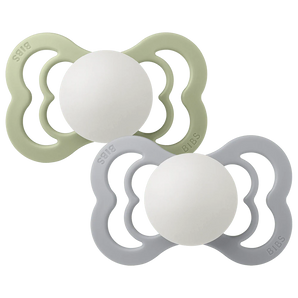 BIBS Supreme 2 PACK Silicone Size 1 Sage GLOW/Cloud GLOW