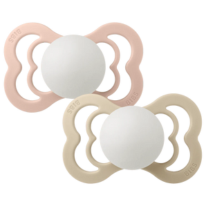 BIBS Supreme 2 PACK Silicone Size 1 Blush GLOW/Vanilla GLOW