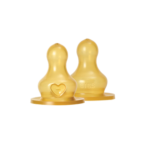 BIBS Baby Bottle Nipple Round Latex 2 Pack Slow Flow