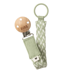 BIBS Pacifier Clip Braided Sage/Ivory