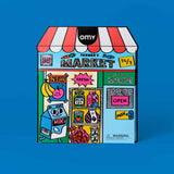 OMY Coloring Boutique Farmer's Market - colouring book shaped like a market storefront