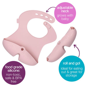 B.Box Silicone Bib | Stay Open Catcher | Rolls for Travel