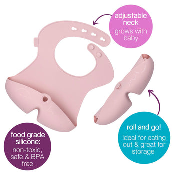 B.Box Silicone Bib | Stay Open Catcher | Rolls for Travel