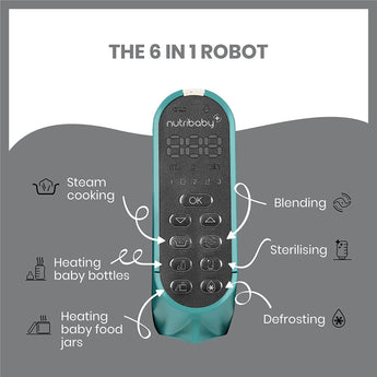 Babymoov Nutribaby+ 6 In 1 Food Processor Opal Green | Feeding