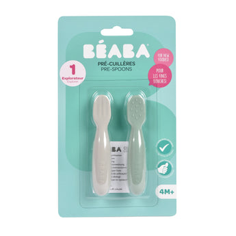 Beaba Set Of 2 Silicone Training Pre Spoons | Baby Feeding