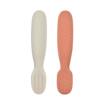 Beaba Set Of 2 Silicone Training Pre Spoons | Baby Feeding