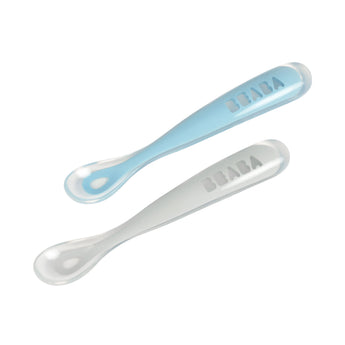 Beaba Silicone Baby Spoon Set Of 2 With Storage Box | Weaning Essentials