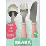 Beaba Stainless Steel Training Cutlery | Ergonomic Fork & Spoon Set