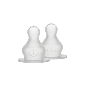 Bibs Baby Bottle Clear White Nipple Round Silicone 2 Pack | Thick Flow