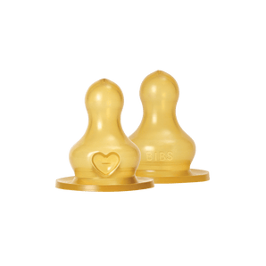 Bibs Baby Bottle Nipple Round Latex 2 Pack | Slow Flow For Newborns - My Little Thieves