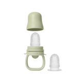Sage BIBS baby feeder with silicone nipple, cap, and extra nipple.