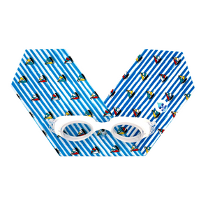 Blue Junior Swimming Goggles – Ultra-Soft Band with Striped Boats