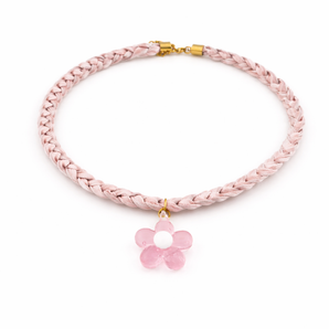 Blush Braided Necklace – Flower Charm