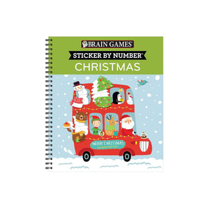 Brain Games Sticker By Number Book: Christmas (28 Images To Sticker Santa Cover Bind Up)