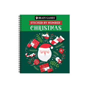 Brain Games Sticker By Number Book: Christmas (28 Images To Sticker Christmas Tree Cover): Volume 2