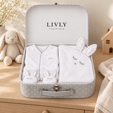 LIVLY Sleeping Cutie Footie & Blanket Gift Set – Grey Box