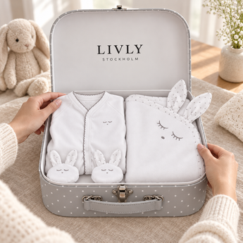 LIVLY Sleeping Cutie Footie & Blanket Gift Set – Grey Box