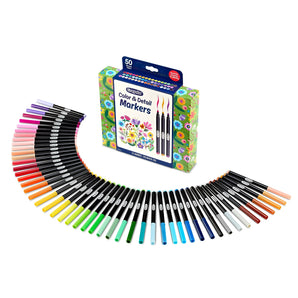 Crayola Color & Detail Marker Set – 50 Dual-Tip Art Markers
