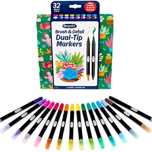 Crayola Brush & Detail Dual-Ended Markers, 16 Count