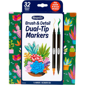 Crayola Brush & Detail Dual-Ended Markers, 16 Count