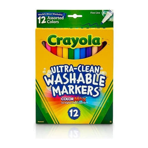 Crayola - 12 ct. Ultra-Clean Washable Assorted, Fine Line, ColorMax Markers