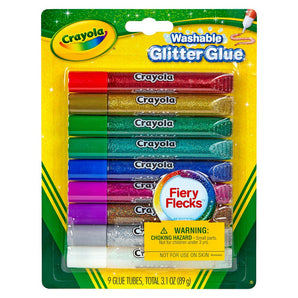 Crayola Bold Washable Glitter Glue 9 ct., Fiery Flecks