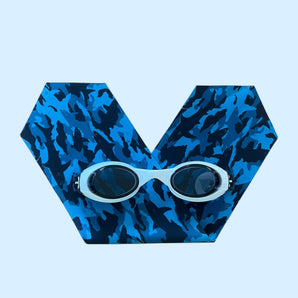White Junior Swimming Goggles – Ultra-Soft Band Blue Cammouflage