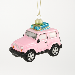 Personalized Christmas Pink Car  Holiday Ornament