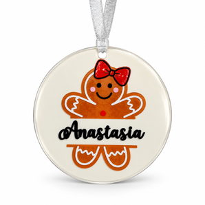 My Little Thieves Personalized Acryllic Christmas Gingerbread Girl Holiday Ornament Bauble | Christmas Ornament