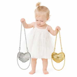 Metallic Heart Clutch Bag - Gold