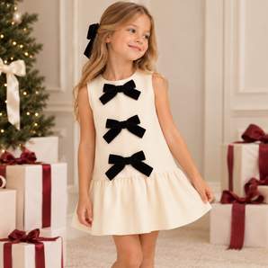 PHI Clothing - Ivory dress with three bows