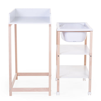 Childhome Changing Table + Bath + Wheels White | Changing