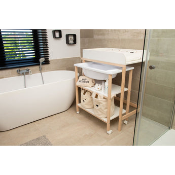 Childhome Changing Table + Bath + Wheels White | Changing