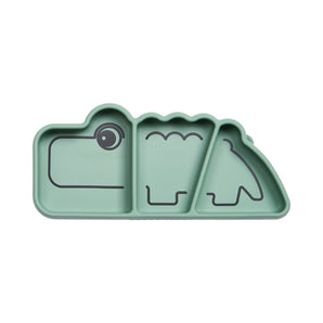 Done By Deer Silicone Stick&Stay Snack Plate Croco Green