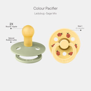 BIBS Pacifier Studio Colour 2 PACK Ladybug Latex Size 1 Sage Mix