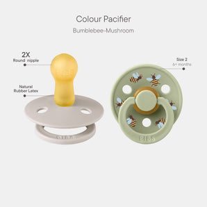 BIBS Pacifier Studio Colour 2 PACK Bumblebee Latex Size 1 Mushroom Mix