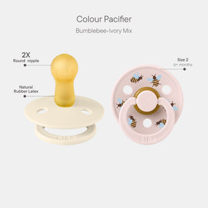 BIBS Pacifier Studio Colour 2 PACK Bumblebee Latex Size 1 Ivory Mix