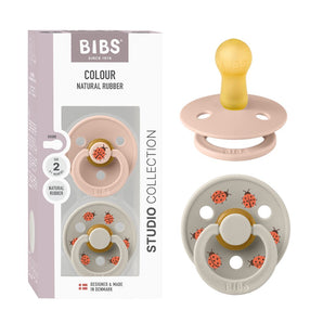 BIBS Pacifier Studio Colour 2 PACK Ladybug Latex Size 1 Blush Mix
