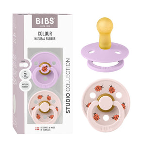 BIBS Pacifier Studio Colour 2 PACK Ladybug Latex Size 1 Violet Sky Mix