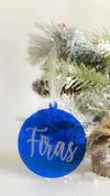 Personalised Acryllic Christmas Holiday Ornament  Name Engraved on a Full Bauble