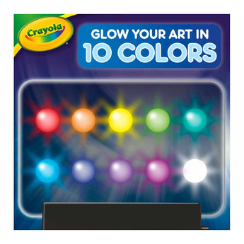 Crayola Multi-Color Light LCD Board box art showing 10 glowing color options.