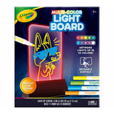 Crayola Multi-Color Light Board with a glowing dog drawing, 4 mini gel markers, and a black base.