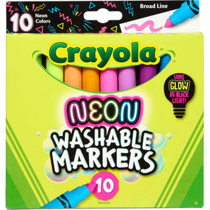 Crayola Neon Washable Markers, Broad Line, 10 Count