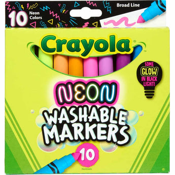 Crayola Neon Washable Markers, Broad Line, 10 Count